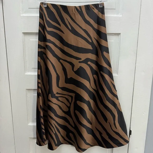 Animal Print Midi Skirt Banana Republic Womens Small Brown Black - Picture 3 of 6